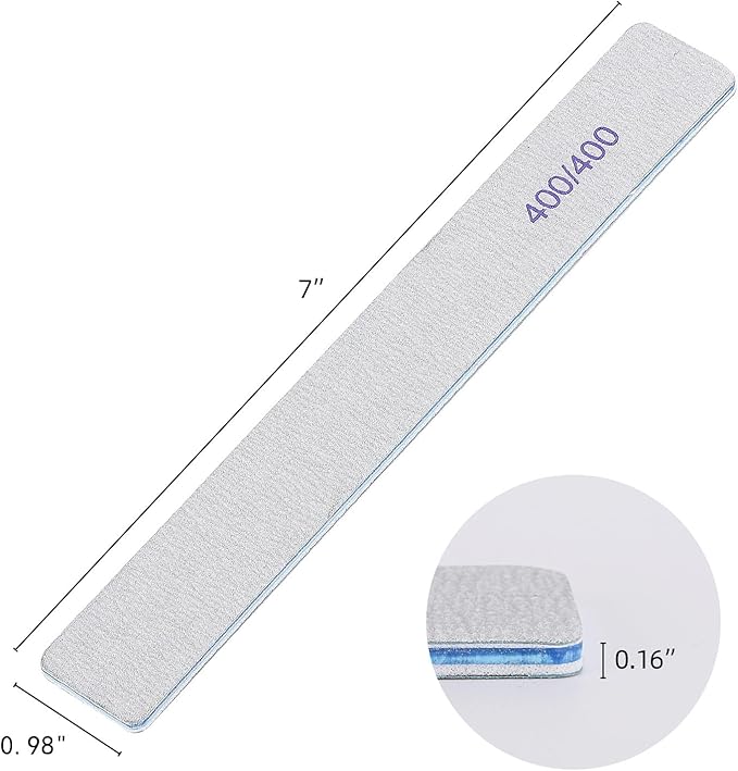 25 Count Nail Files 400/400 Grit, Fine Grit Nail Buffers for Buffing and Smoothing Natural Nails