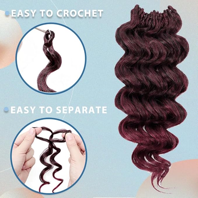 8 Packs Ocean Wave Crochet Hair Water Wave Crochet Braids for Women 8 Inch Short Curly Crochet Hair Beach Curl Deep Twist Crochet Braids Synthetic Braiding Hair Extensions (8 Inch, T1B/Bug#)