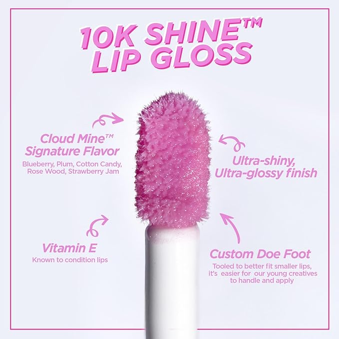 Petite N Pretty Everyday At First Glow Makeup Set for Kids, Teens, & Tweens - Natural 3-in-1 Makeup Palette of Blush, Eyeshadow, and Highlighter & 10k Shine Lip Gloss (Gia Pink)