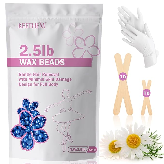 Wax Beads, Hard Wax Beads Hair Removal - 2.5 lbs Wax Beads for Sensitive Skin - Hard Wax Recommended for Full Body Bikini Brazilian Waxing (Chamomile)