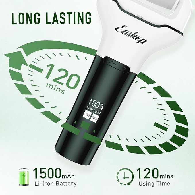 Electric Foot Callus Remover Easkep Rechargeable Portable Electronic Foot File Pedicure Tools, Waterproof 16 in 1 Callus Remover Kit, Professional Pedicure Kit for Dead Hard Cracked Dry Skin (Green)