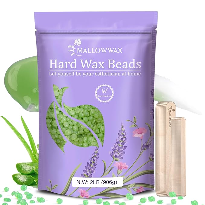 2LB Aloe Hard Wax Beads, Hair Removal Wax for Full Body, Eyebrow, Legs, Bikini Brazilian Waxing - Perfect for Coarse and Fine Hair