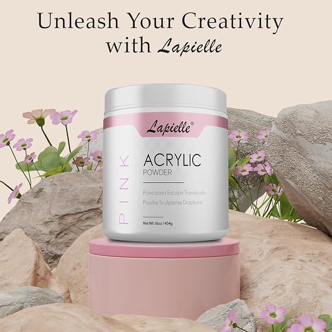 Professional Acrylic Powder for Nail Art. Long-lasting, Large capacity and quick dry. Quality Salon Manicure Nail extension (16oz - 1lb - 454g) PINK