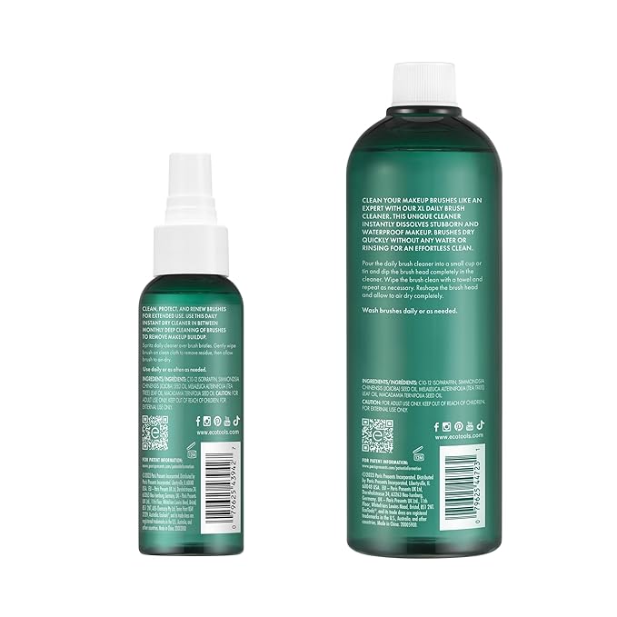 EcoTools Daily Makeup Brush Cleanser Spray, Quick Drying, Fragrance Free & Dermatologist Tested, Travel Size, TSA Approved, Cruelty-Free & Vegan 3 fl oz./89 ml. Bottle XL Refill
