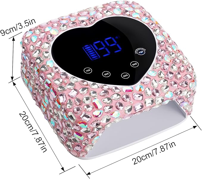 Cordless UV Led Nail Lamp, Diamond UV Nail Lamp for Gel Nails, Rechargeable Nail Dryer, Heart with 5 Timer and LCD Monitor, Professional for Valentines Day Gifts and Home Salon