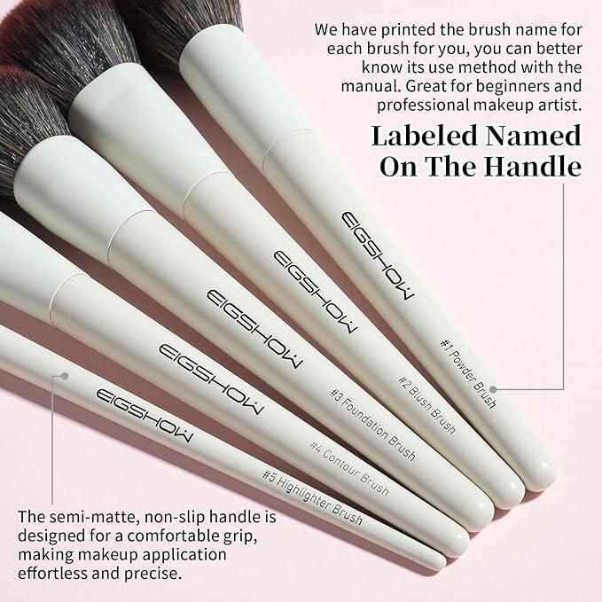 EIGSHOW Makeup Brushes, 18Pcs Professional Make Up Brush Set with Lables, For Foundation, Blush, Contour, Eyeshadow, Eyeliner, Cruelty-Free Vegan (MUA PRO)