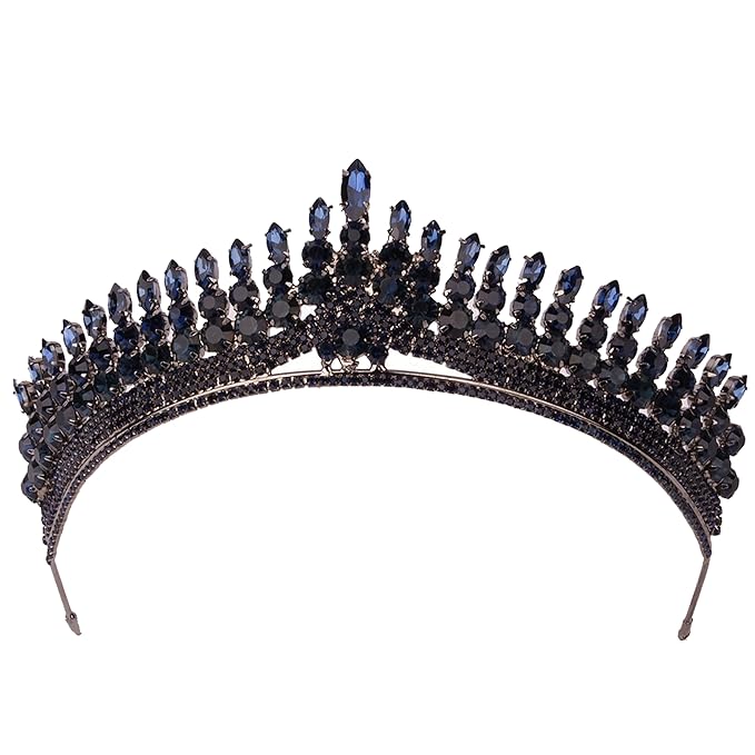 LIMELIA Women's Tiara for Henna Wedding Party|Glitter Hair Accessories for Bridal Birthday Pageant Prom Halloween Cos-play Christmas Party|Antares-Navy Blue