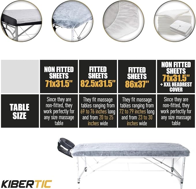 100 PCS Disposable Massage Table Sheets 71x31.5 inch, Disposable Bed Sheets, Disposable Sheets, White Massage Bed Cover, Massage Bed Sheets, Spa Sheets for Esthetician Bed, Hotel, Beauty
