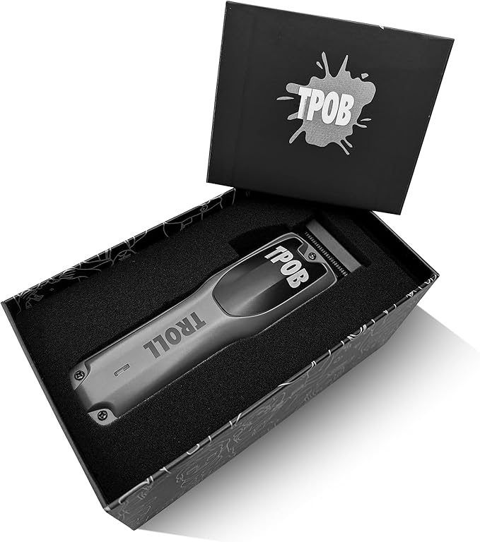 TPOB Troll Professional Barber Clipper 6800 RPM Super Torque Motor with DLC Fade Blade (Grey Clipper)