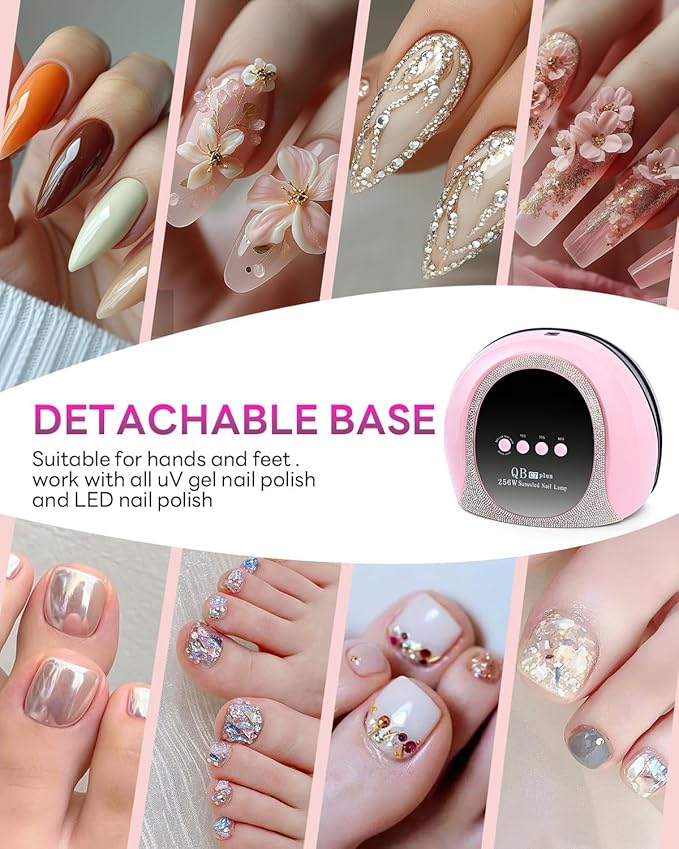 UV LED Light Nail Dryer For Gel Nails Quick Dry, 256W Professional UV Drying Light for Fingernail Polish , 57Pcs Beads Curing Gels Manicure Lamp, Portable Gel Cure Machine with Auto Sensor, 4 Timers