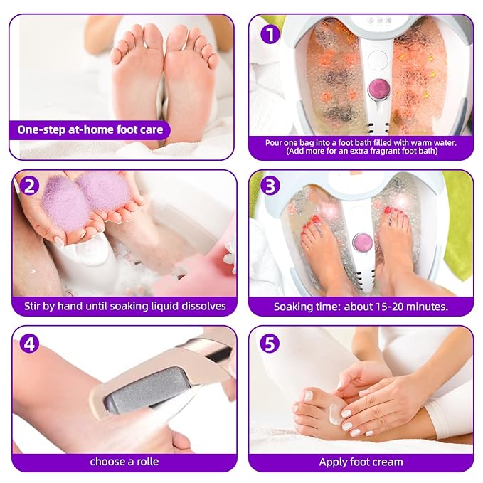 Electric Foot Callus Remover Lavender Foot Soak Salts set Callus Remover Pedicure Set includes 16 in 1 Foot Care Tools Foot File for Dead Skin Professional Pedicure Tools Two Replacement Roller Heads