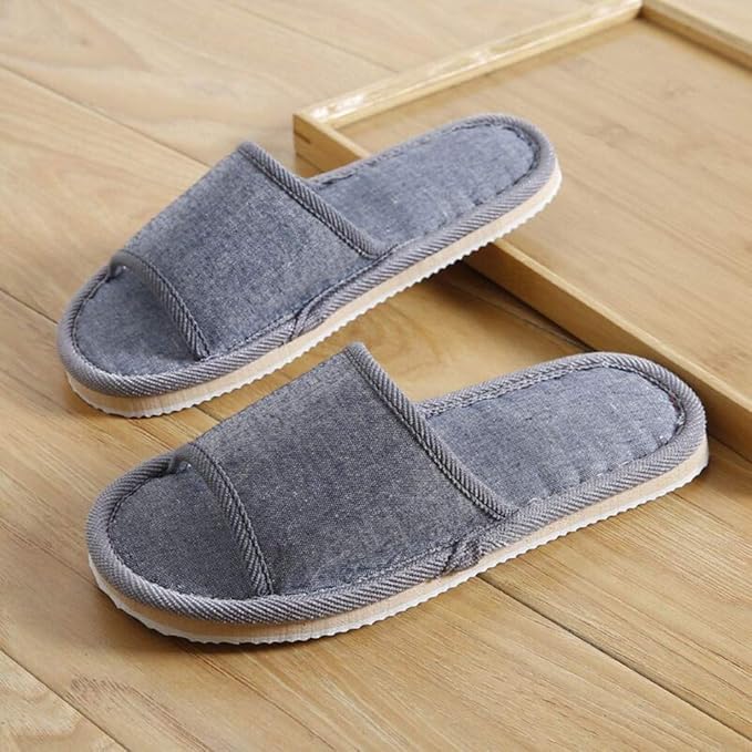 6 Pair of Open Toe Breathable Slippers,Solid Color Casual Slippers,Spa Slippers for Guests, Hotel, Travel, Unisex Universal Size Washable (6 gray medium size)