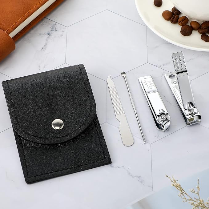 Lasnten 24 Set Manicure Set Bulk Nail Clippers Grooming Nail Kit Stainless Steel Professional Pedicure Kit Pedicure Tools with Travel Case Gifts for Men Women Personal(4 in 1,Black)