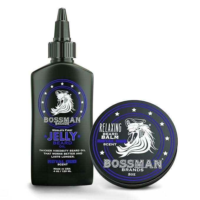 Bossman Jelly Beard Oil for Men & Beard Balm for Men Combo - Royal Oud Scent