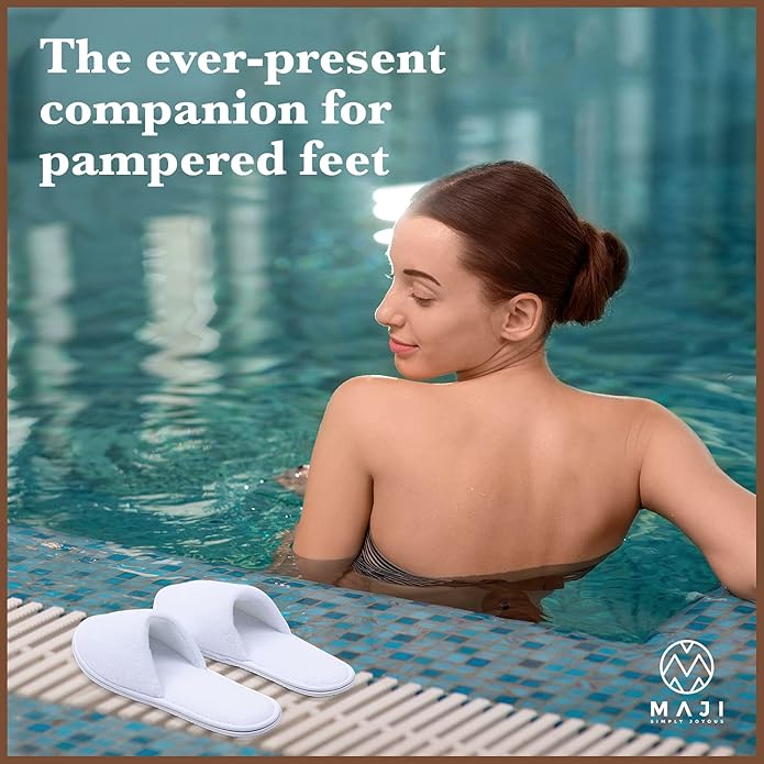 Spa Slippers, Disposable Slippers for Guests Bulk of 6 Pairs - Non-Slip Closed-Toe Premium White Spa Slippers Bulk with Travel Bags - Coral Fleece Hotel Slippers for Women and Men