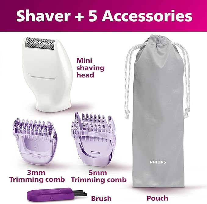 Philips Beauty Bikini Genie Cordless Trimmer for Bikini Line Hair Removal, with Shaving Head and Comb, BRT383/50