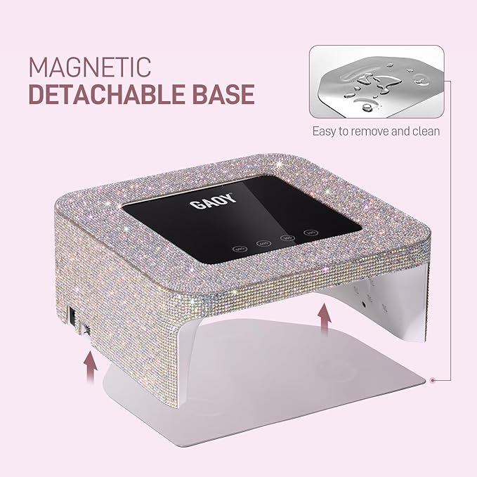 GAOY Cordless UV LED Nail Lamp for Gel Nails, Rechargeable UV Light, Professional Nail Dryer with 4 Timers, Automatic Sensor and Sensitive Mode for Fast Curing, AB Diamond