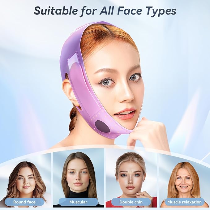 V-Line Face Lifting Mask, Double Chin Reducer Chin Support Strap V Shaped Face Mask (Light Pink)