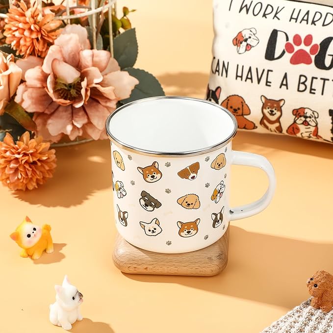 Animal Lover Gifts for Women Mother's Day Animal Themed Gifts for Mom Include Canvas Tote Bag, Makeup Bag, Socks, Keychain, Enamel Mug, Small Figurines(Dog)