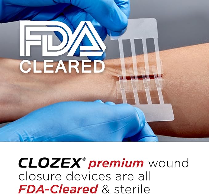 Clozex Emergency Laceration Closures - Repair Wounds Without Stitches, FSA HSA Eligible Skin Closure Device for 2 Individual Wounds Or Combine for Total Length of 2 Inches
