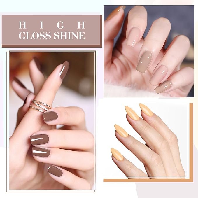 CANNI 6 Colors 9 ML Hema-Free Dark Brown Gel Nail Polish Set, Chocolate Brown Nude Fall Gel Polish Kit, Soak Off LED Nail Gel Manicure Kit DIY at Home Salon Gifts