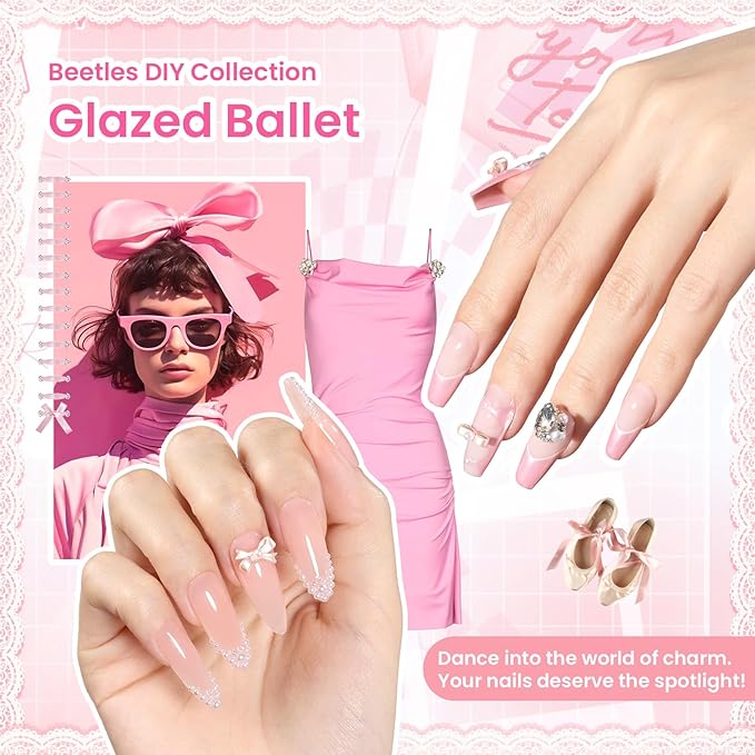 beetles Gel Nail Polish Valentine Gift Set-All in 1 Gel Polish Kit Beetles X DIY nail UV Gel Polish with Top Base Coat,Nail Glue,Nail Tips,Nail Charms-Special Elegant DIY Nail Kit for Women