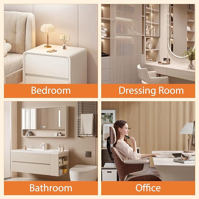 Vanity Mirror With Lights - 3 Color Lighting Modes, 10X Magnification, 360 Degree Rotation, LED Makeup Mirror for Bedroom - White