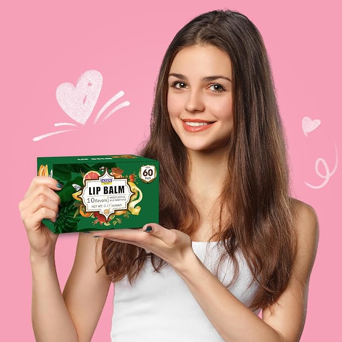 AZEN 60 Pack Lip Balm, Natural Lip Balm Bulk, Lip Care Product, Moisturizing Lip Balm for dry cracked lips (C-60)