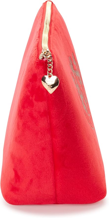 Juicy Couture Women's Cosmetics Bag - Travel Makeup and Toiletries Top Zip Wedge Pouch, Size One Size, Red