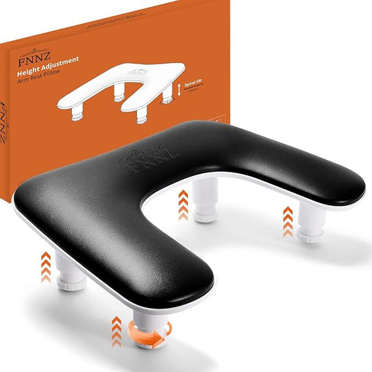 Arm Rest for Nails Tech, 3 Height Adjustatle Nail Arm Rest Stand, U Shaped Manicure Hand Rest, Soft PU Leather Fabric for Manicurists Nail Salon Supplies - Black