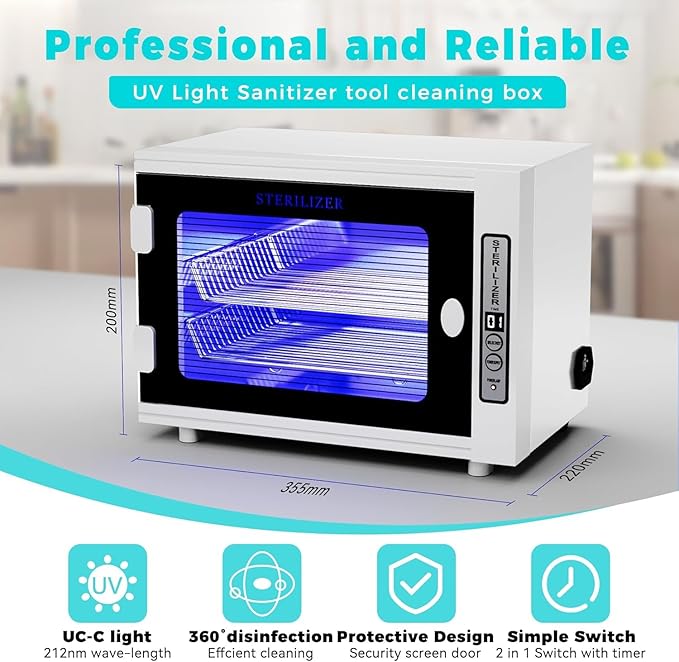 Nail Tool Cabinet, 12L Large Capacity Sanitizer Box Cleaning Supplies, Multi-Functional Nail Cleaner Box Manicure Tool Cleaning Cabinet Equipment Sanitizing for Beauty, Nail Salon Tool, Toys, Towels