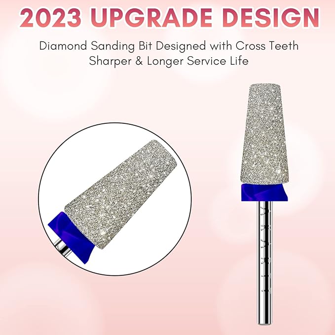 Makartt Tapered Barrel Carbide Diamond Sanding Buffer Bit Bundle 5 in 1 Tungsten Carbide Nail Drill Bit, Safety Cuticle Buffer Bit, Under Nail Cleaner Bit