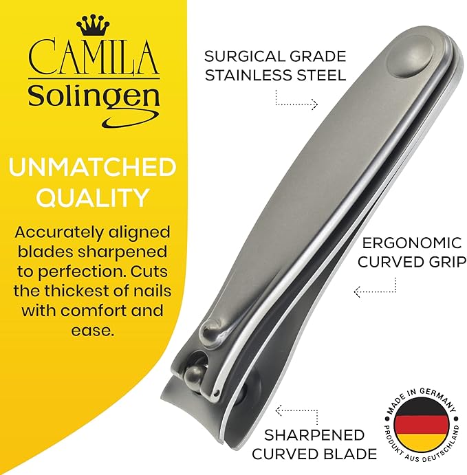 Set of Fingernail Clipper and Toenail Clipper for Manicure and Pedicure - Professional Nail Clippers with Precision Super Sharp Blades - German Stainless Steel Cuticle Trimmer Kit