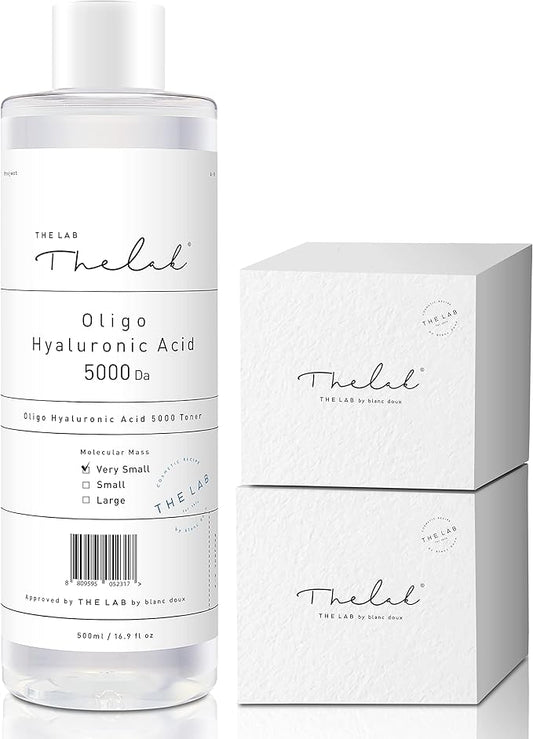 Blanc Doux Oligo Hyaluronic Acid 5000 Toner | 16.9 fl.oz. Vegan & Hypoallergenic | Deep Hydration & Anti-Aging Care | Suitable for Dry, Oily, Sensitive, Acne-Prone Skin | Includes Cotton Pads