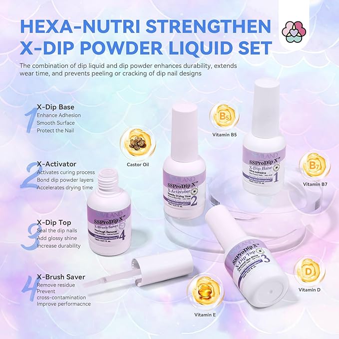 SAVILAND Dip Powder Nail Kit with Drill: 30 Colors Mermaid Dip Nails Powder Starter Kit Dip Powder Liquid Set Dip Base & Top Activator Brush Saver All-in-1 Dip Nail Kit French Nail Art Manicure Salon