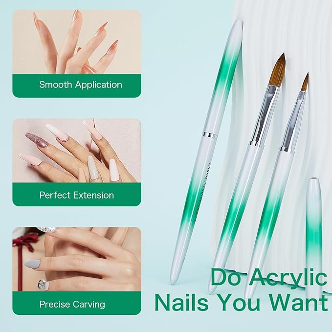 4Pcs Acrylic Nail Brushes Set, Kolinsky Acrylic Nail Art Brush, Art Design & Polish Mistake Cleaning Manicure Tools for Women Acrylic Application (Size 4 8 12 16)