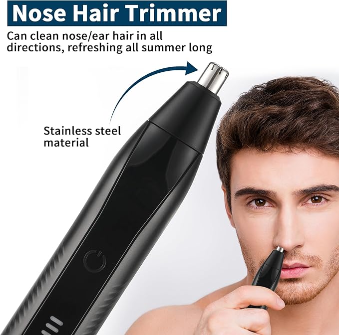 Ear and Nose Hair Trimmer for Men, 2025 Professional Painless USB Rechargeable Eyebrow & Facial Hair Trimmer for Men Women, Powerful Motor, Dual Edge Blades, IPX7 Waterproof for Easy to Clean