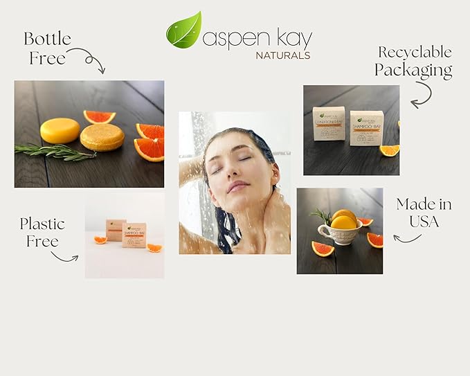 Morrocan Argan Oil Shampoo & Conditioner Bar set - Volumizing & Strengthening Argan Oil Conditioner for All Hair Types, Citrus Scent, Paraben & Sulfate Free, Made in USA