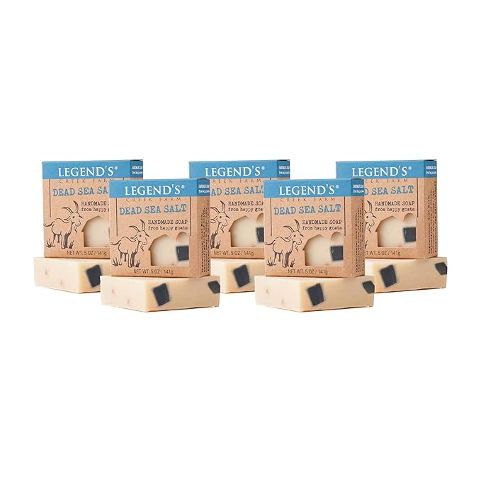 Legend's Creek Farm Goat Milk Soap - Cleansing Moisturizing Soap Bar for Hands and Body - 5 Oz Creamy Lather, Nourishing, Gentle Natural Soap for Sensitive Skin (Dead Sea Salt, Pack of 5)