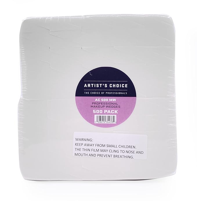 Artist's Choice Makeup Sponge Mini Applicator Wedges, Triangle Cosmetic Sponges For Foundation, Blush, Eye Shadow, Crisp Edges for Control, Blending and Smoothing, Disposable, Latex Free, 500 Pack