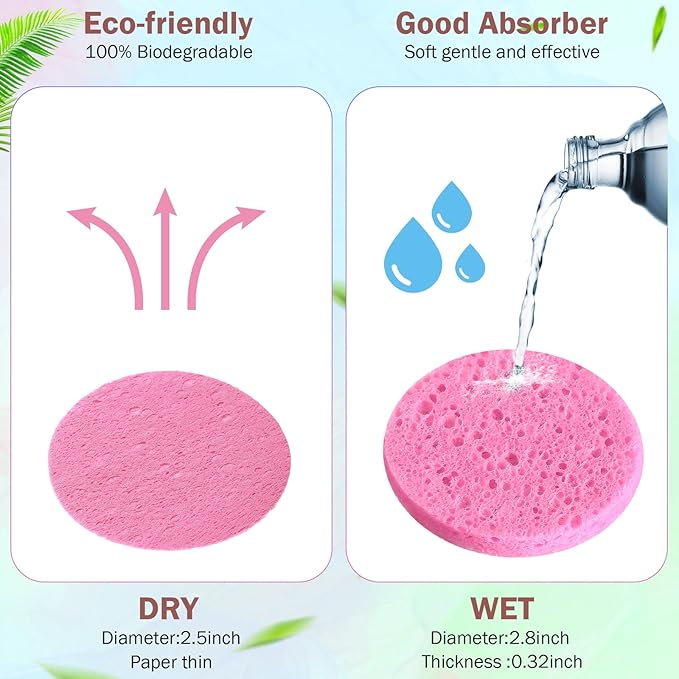 300 Count Compressed Facial Sponges Natural Face Sponges for Cleansing Disposable Facial Exfoliating Pads for Estheticians(Colorful)