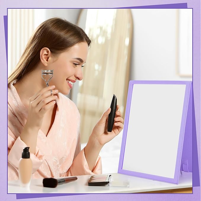 Travel Hanging Mirror 33.5 x 13.4 Inch Dance Bag Mirror Backstage Foldable Hanging Christmas for Gifts Dance Bag Dancers Artists Aestheticians Home Spa Events(Purple)