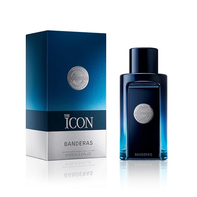Banderas The Icon Eau De Toilette For Men - Long Lasting - Virile, Elegant, Trendy And Sexy Scent - Wood, Amber, And Sandalwood Notes - Ideal For Special Events - 3.4 Fl Oz