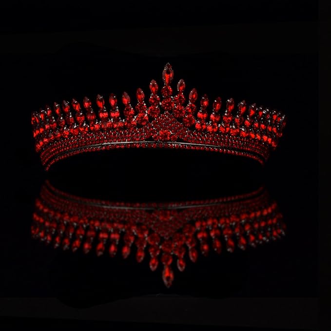 LIMELIA Women's Tiara for Henna Wedding Party|Glitter Hair Accessories for Bridal Birthday Pageant Prom Halloween Cos-play Christmas Party|Antares-Red