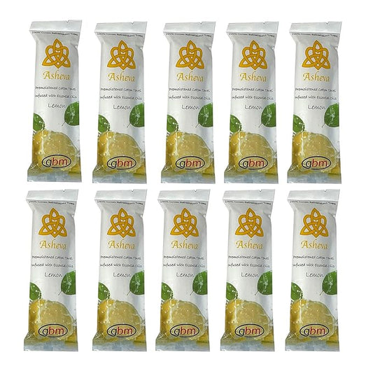 Asheva 8" x 9" Individually Wrapped Oshibori Disposable Towels - Luxurious Moist Cotton Hot/Cold Refreshment Towel - Lavender, Lemon, or Tea Tree Scents - Perfect for Spa, Travel, Dining & Events