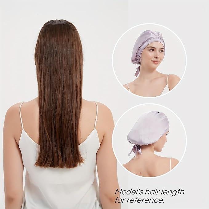 RachelSilk 100% Mulberry Silk Sleep Cap, Grade 6A 19 Momme Silk for Women Hair Care, Silk Night Bonnet with Elastic Stay On Head, Silk Cap after Shower, for Small -Medium Head Size (Lavender)