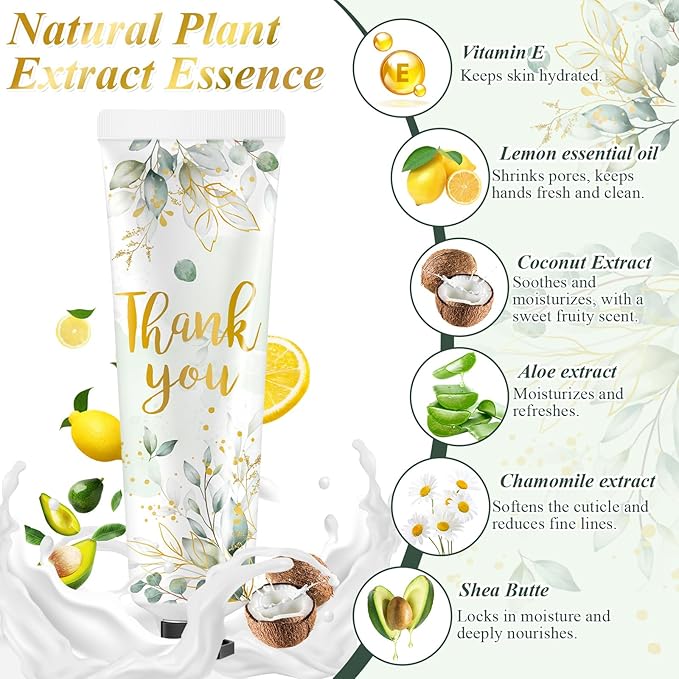 24 Sets Baby Shower Hand Cream Bulk Shower thank you Favors Bridal Thank You Appreciation Hand Cream for Guests Travel Size Lotion with Organza Bags