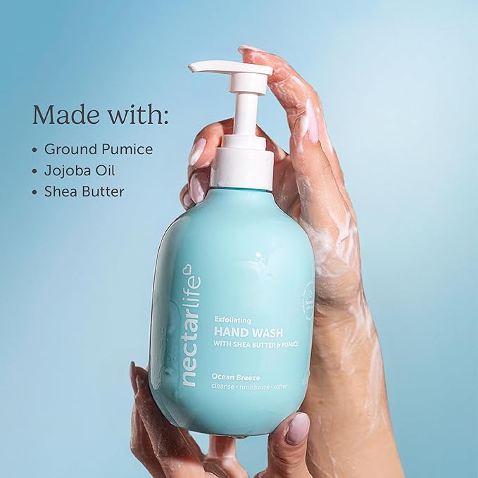 Nectar Life Exfoliating Hand Wash with Shea Butter & Pumice, Ocean Breeze Scent, Set of 3