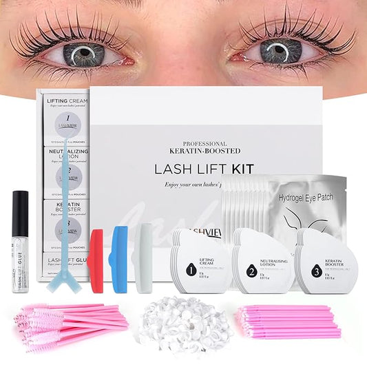LASHVIEW Lash Lift Kit,Lash Lift,Professional Eyelash Perm Kit,Liquid Set,Semi-Permanent,Curling Perming,Wave Lift Extension Perm Set,10 Times