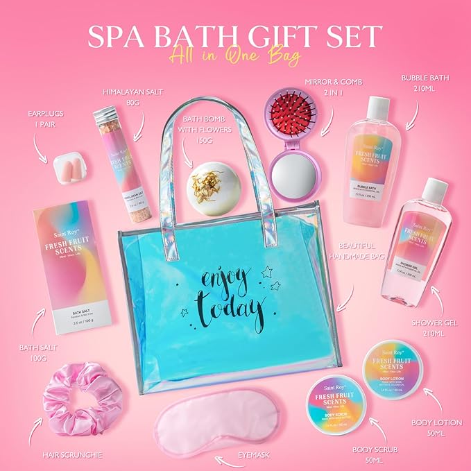 spa kit Gifts for Her, Spa kit for Women - Unique Gift Set for Teen Girls Tote Bag for Women, 13pcs Fresh Sents Gift Baskets for Girls with Body Lotion, Birthday Gifts for Daughter, Girlfriend
